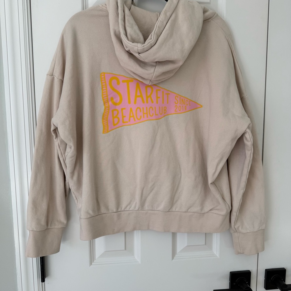 Starfit Beach Club Women’s Neutral Beige Hoodie Sweatshirt Size Medium Pullover - Picture 6 of 12